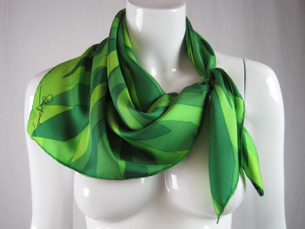 Schiaparelli Green Silk Scarf 3