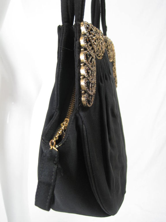 1940's black faille evening handbag from 