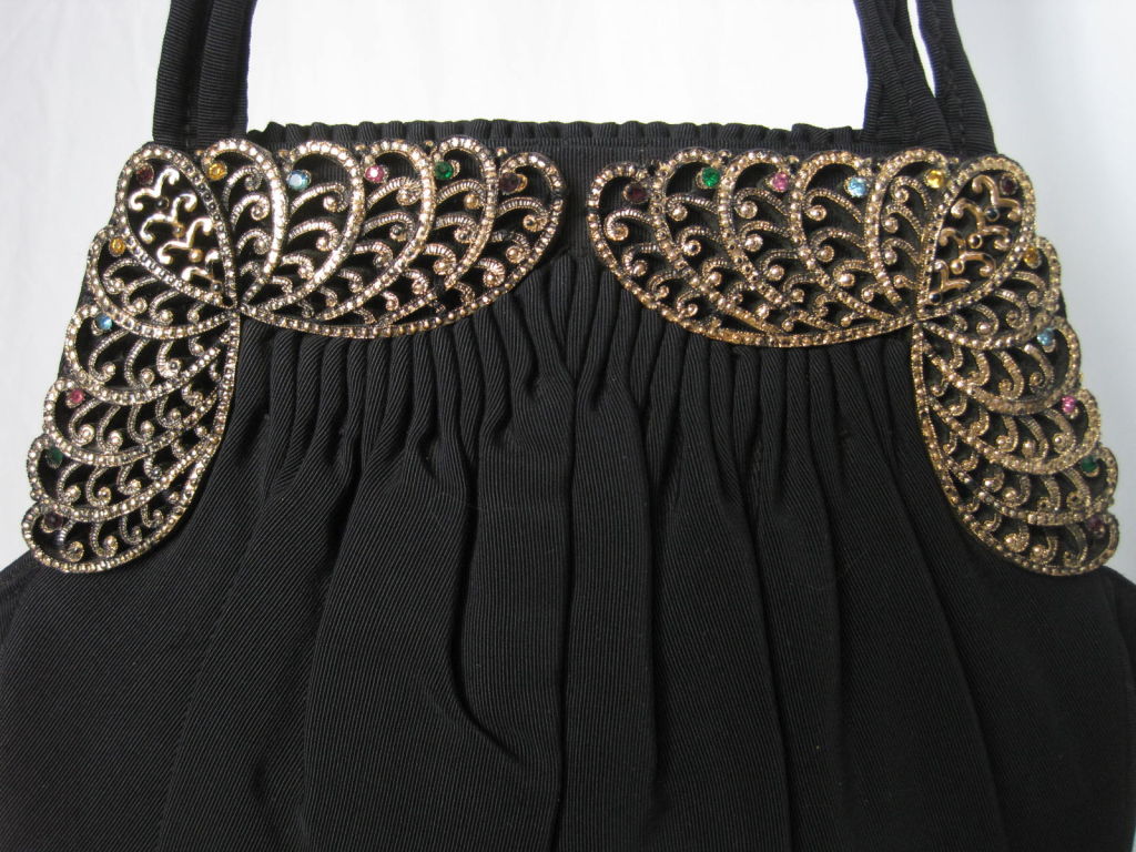 1940's Faille Handbag with Filigree Detail In Excellent Condition In Los Angeles, CA