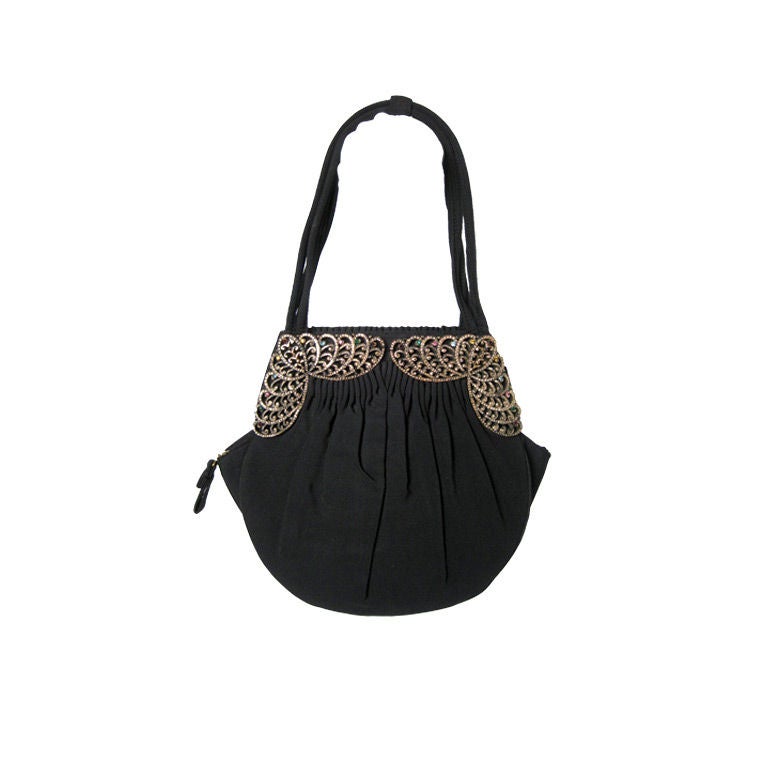 1940's Faille Handbag with Filigree Detail