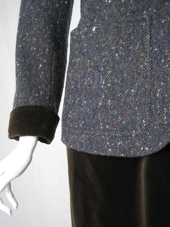 Women's YSL 1970's Tweed and Corduroy Suit For Sale
