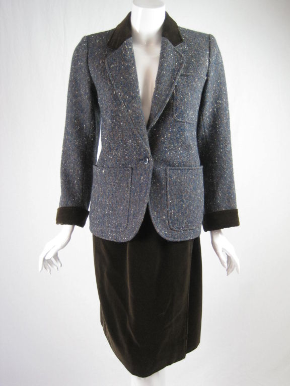 YSL 1970's Tweed and Corduroy Suit For Sale 4