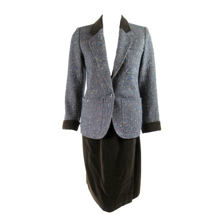 YSL 1970's Tweed and Corduroy Suit For Sale