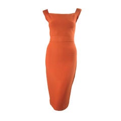 Herve Leger Tangerine Dress with Brown Ticking
