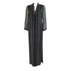 Harold Levine 1970
s Metallic Chiffon Maxi Dress