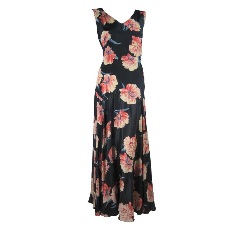 Late 1920's to Early 1930's Floral Gown at 1stdibs
