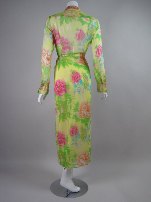 Women's Kenzo Yellow Silk Chiffon Wrap Dress