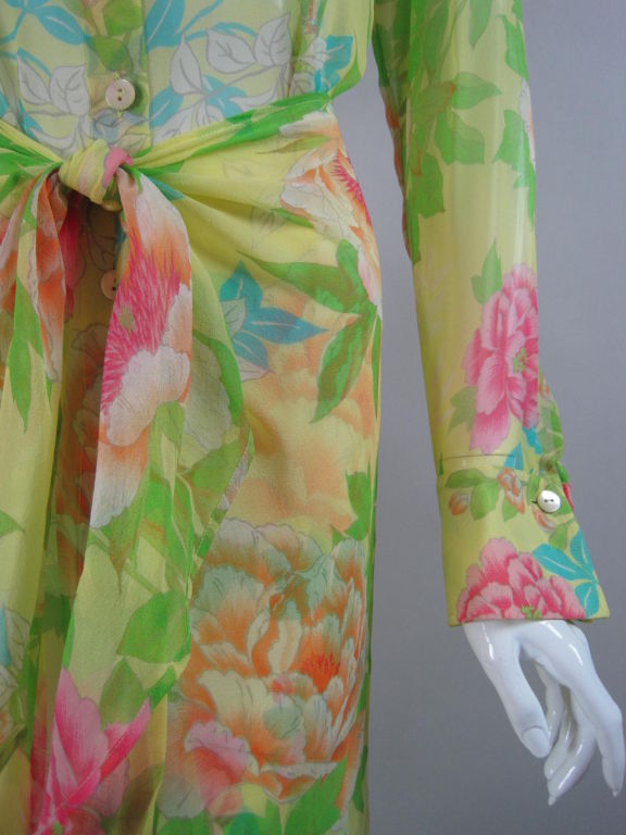 Kenzo Yellow Silk Chiffon Wrap Dress 2