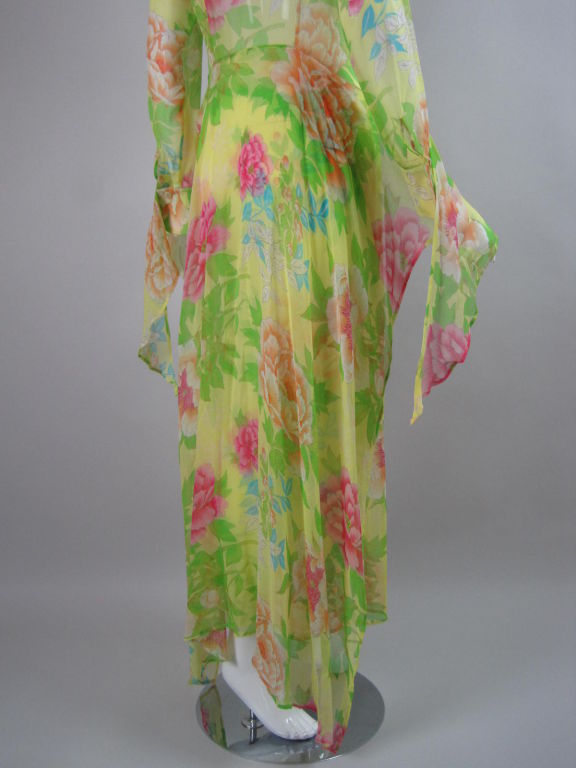 Kenzo Yellow Silk Chiffon Wrap Dress 3