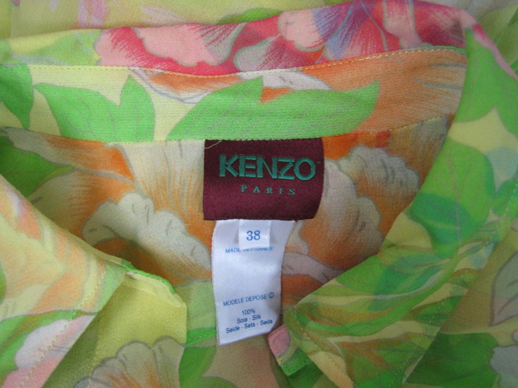 Kenzo Yellow Silk Chiffon Wrap Dress 4