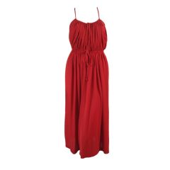 1970's Azzaro Gathered Red Jersey Dress