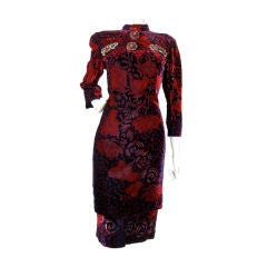Vintage Zandra Rhodes Screenprinted Velvet Dress-SALE!