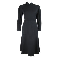 Vintage Bernard Perris Black Wool Dress