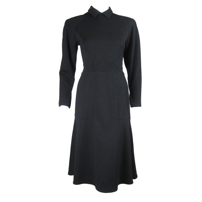 Bernard Perris Black Wool Dress For Sale