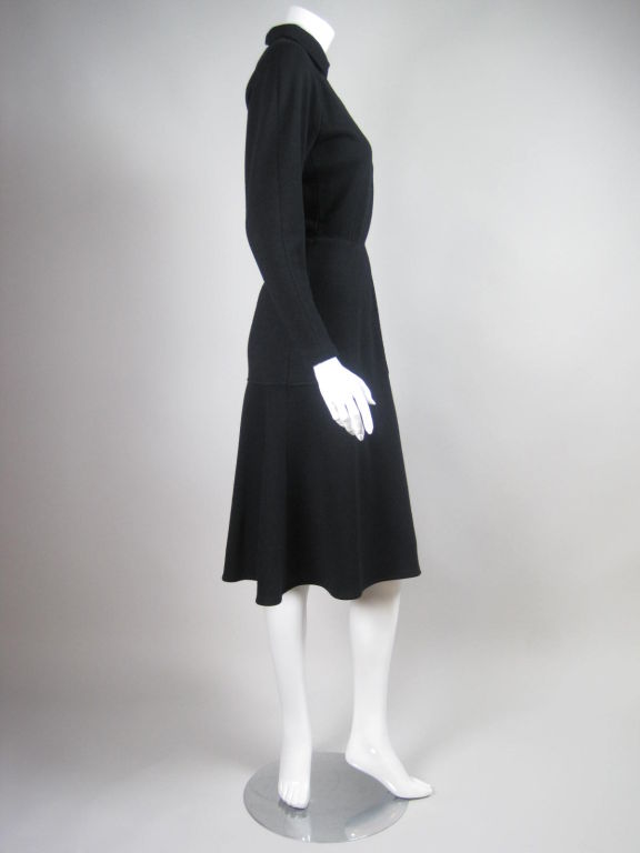 Bernard Perris Black Wool Dress In Excellent Condition For Sale In Los Angeles, CA