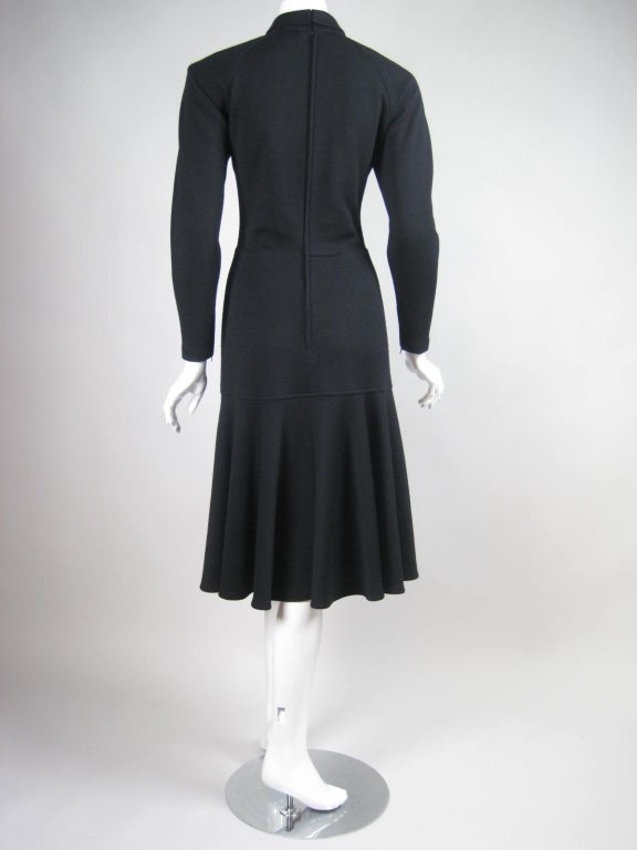 Women's Bernard Perris Black Wool Dress For Sale