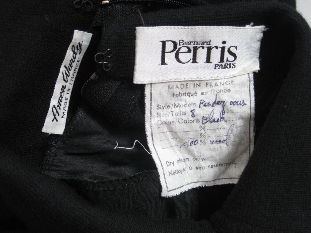 Bernard Perris Black Wool Dress For Sale 4