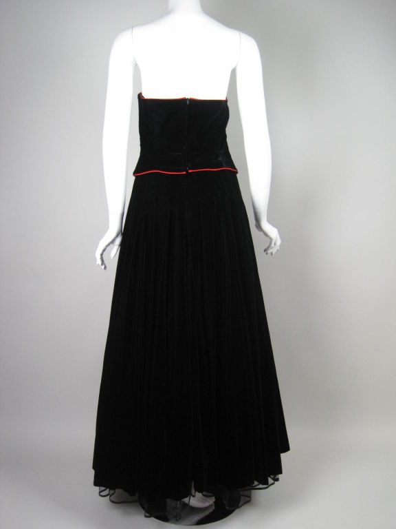Black Escada Velvet Ball Gown with Matching Bolero For Sale