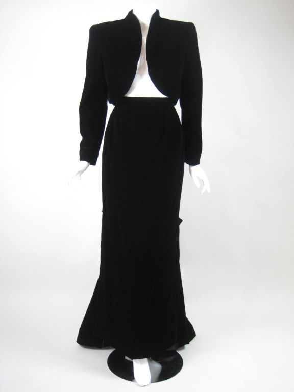 Victor Costa Black Velvet Two-Piece Gown-SALE! at 1stdibs