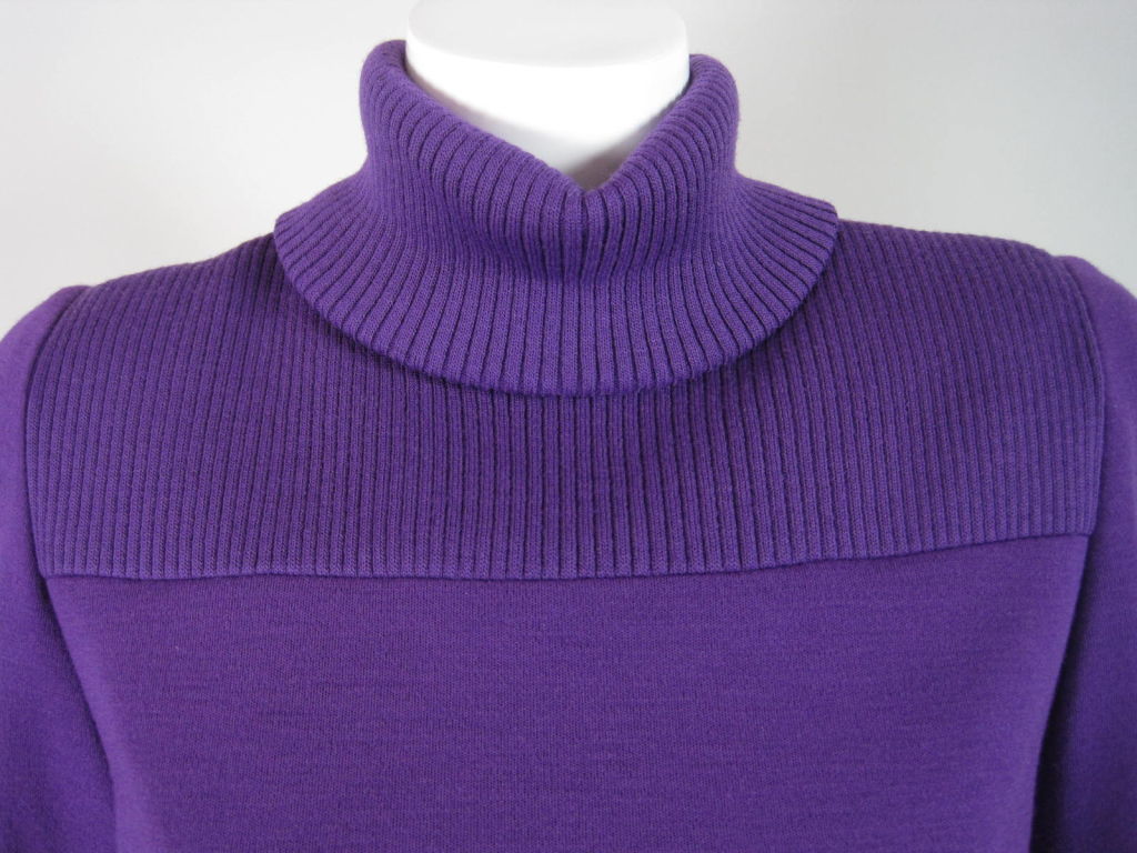 Bill Blass Purple Knit Dress with Snakeskin Belt For Sale 1