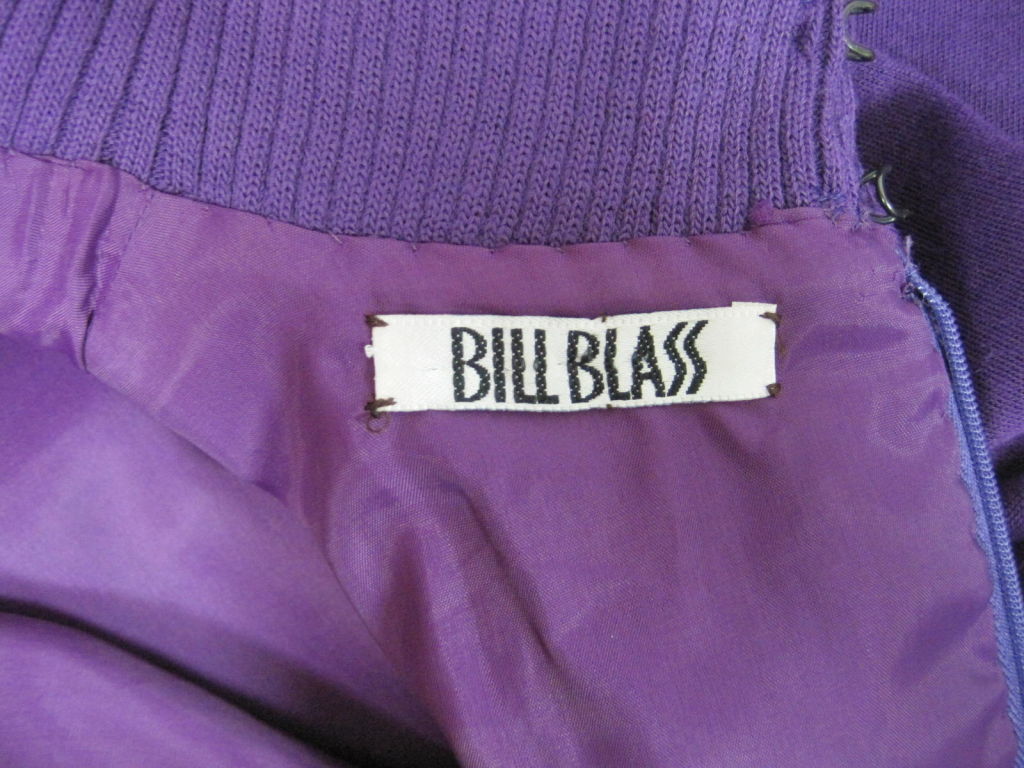 Bill Blass Purple Knit Dress with Snakeskin Belt For Sale 4
