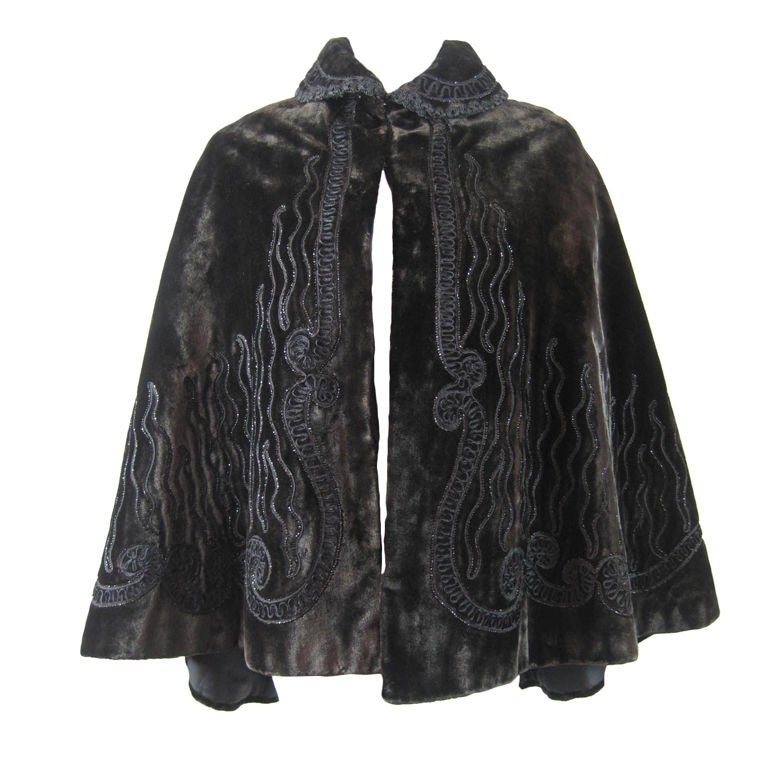 Victorian Chocolate Velvet Beaded Cape