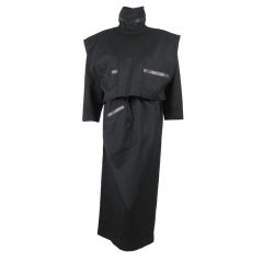 Retro Popy Moreni Black Dress with Leather Details