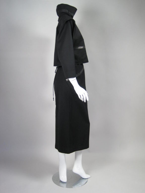 Popy Moreni Black Dress with Leather Details 1