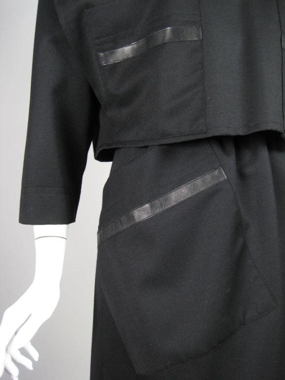 Popy Moreni Black Dress with Leather Details 4