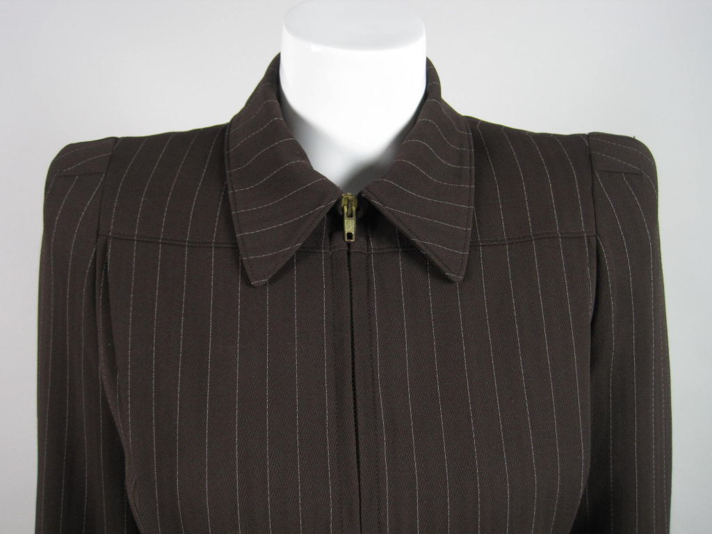 Gaultier Pinstriped Trouser Suit with Structured Silhouette In Excellent Condition In Los Angeles, CA