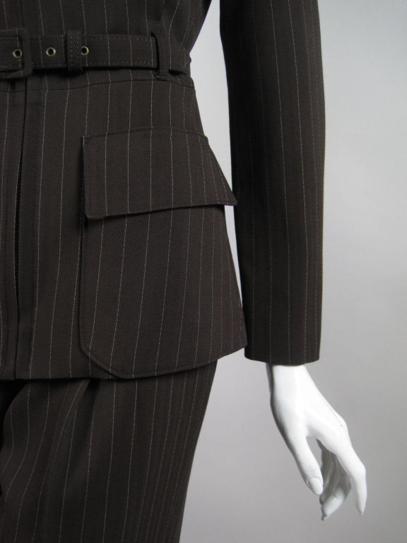Women's Gaultier Pinstriped Trouser Suit with Structured Silhouette