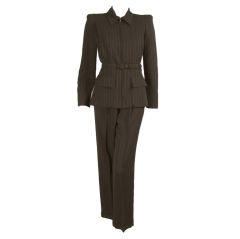 Vintage Gaultier Pinstriped Trouser Suit with Structured Silhouette