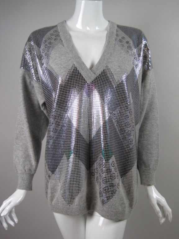 Krizia Metallic Embellished Sweater