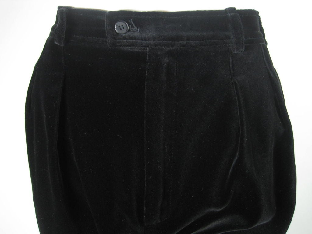 Black Yves Saint Laurent Velvet Trousers, 1970s 