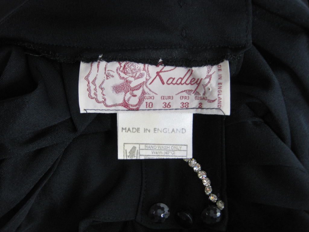 1970's Radley Black Jersey Pleated Jumpsuit 5