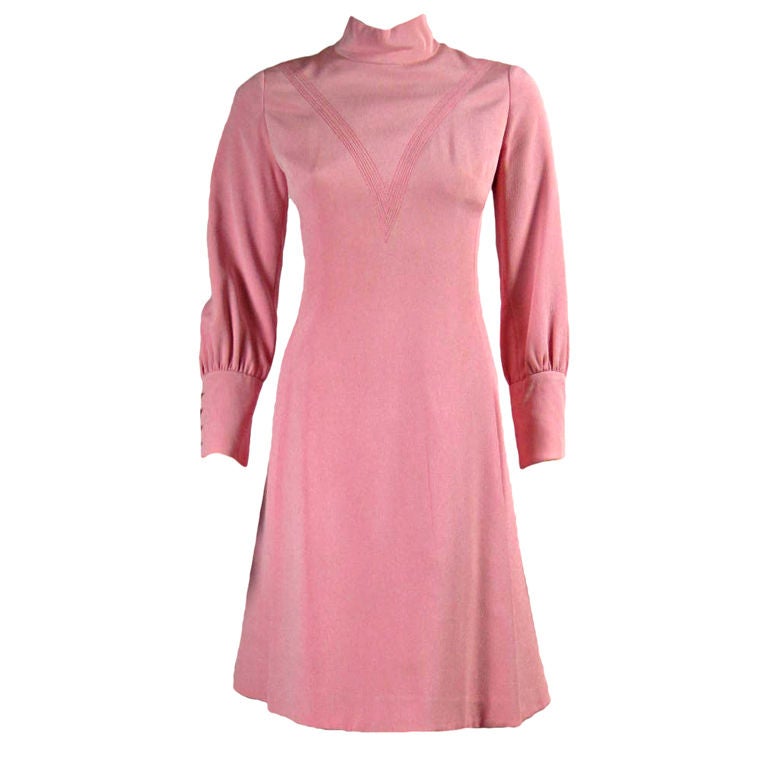 1960's Galanos Bubblegum Pink Dress For Sale