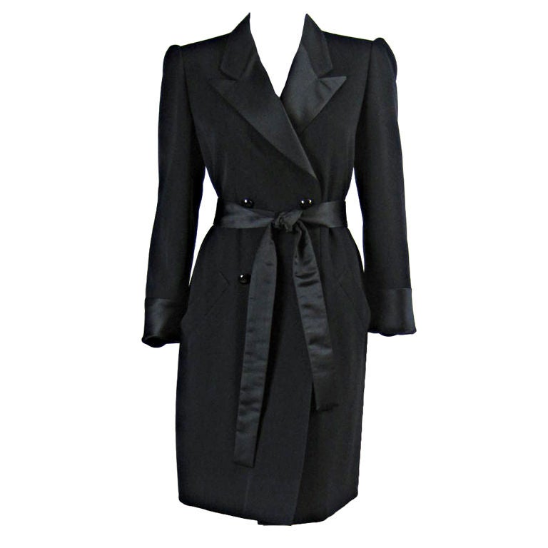 Yves Saint Laurent Tuxedo Dress with Satin Trim