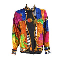 Vintage Versace Brightly Colored Silk Blouse