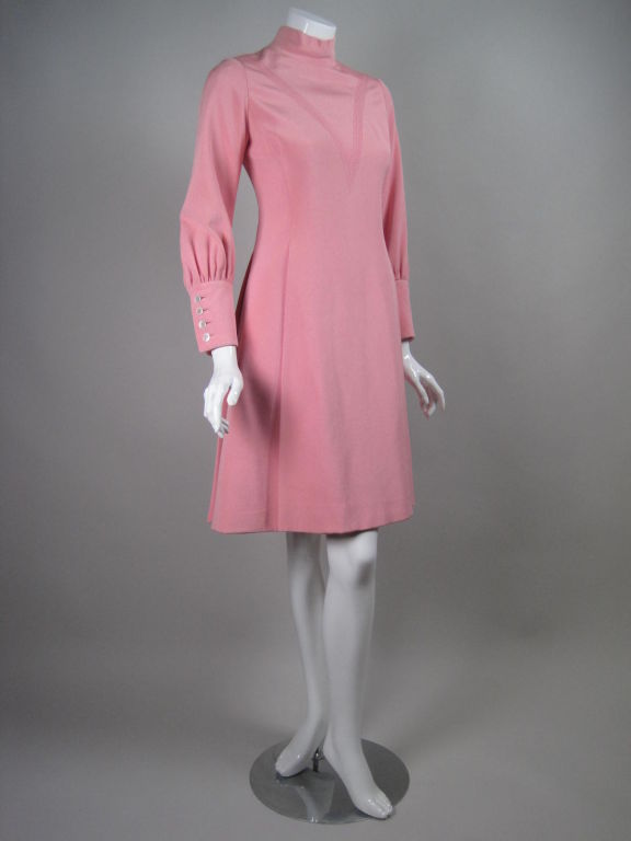 1960's Galanos Bubblegum Pink Dress In Excellent Condition For Sale In Los Angeles, CA