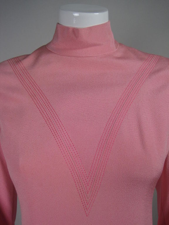 1960's Galanos Bubblegum Pink Dress For Sale 2