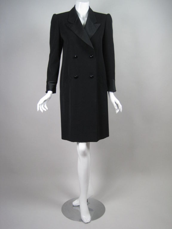 Yves Saint Laurent Tuxedo Dress with Satin Trim 5