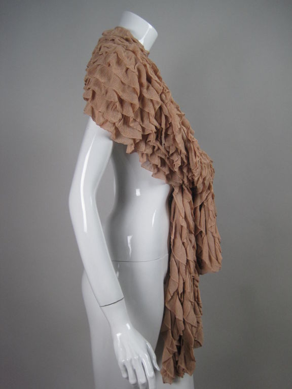 Herve Leger Taupe Ruffled Wrap In Excellent Condition For Sale In Los Angeles, CA