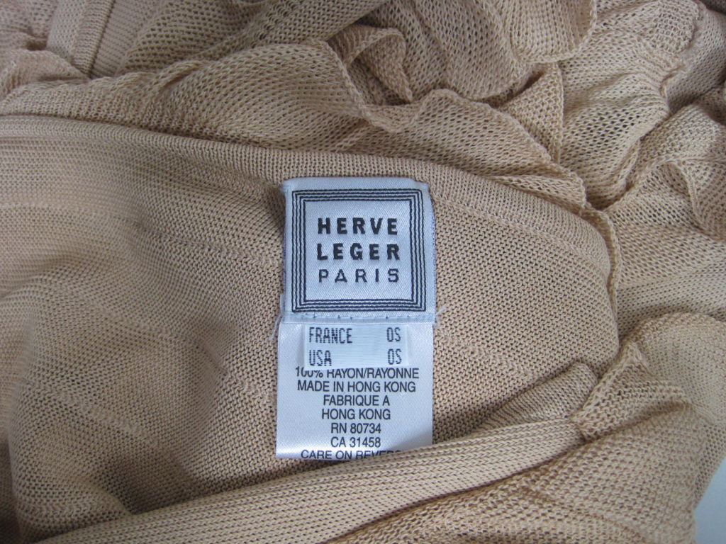 Herve Leger Taupe Ruffled Wrap For Sale 3
