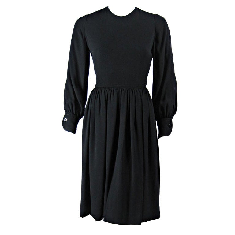 1970's Galanos Black Jersey Dress
