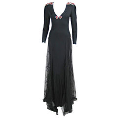 Vintage Holly's Harp Matte Jersey Gown with Lace Overskirt, 1970s