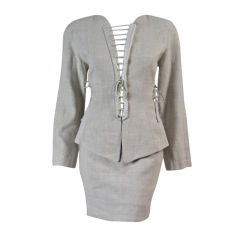 Vintage Thierry Mugler Linen Suit with Lacing