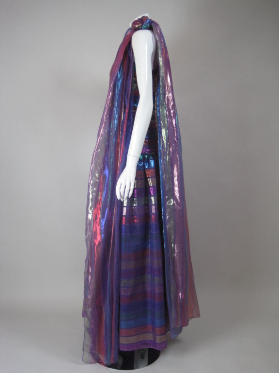 1980's Victor Costa One-Shouldered Gown For Sale 1