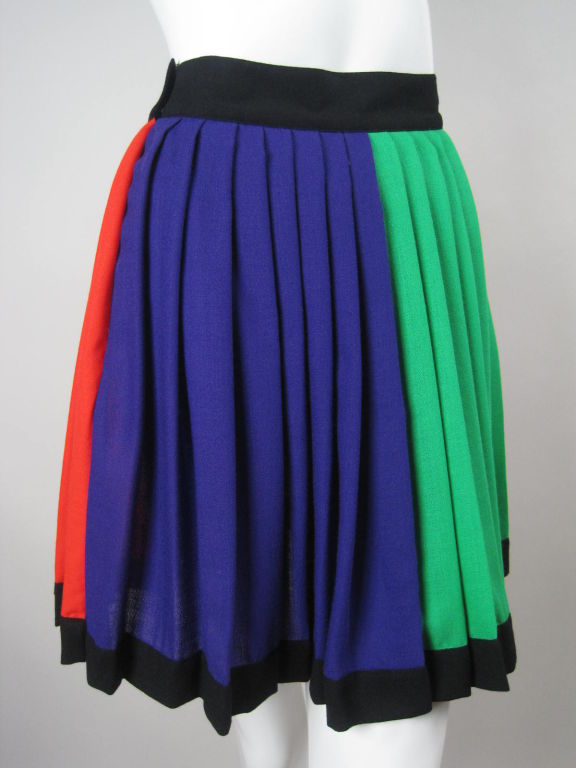 1990's Versace Couture Color Blocked Pleated Skirt