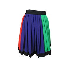 1990's Versace Couture Color Blocked Pleated Skirt