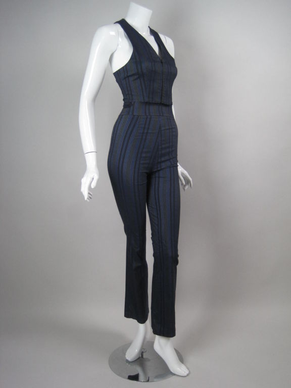 Black 1990's Romeo Gigli Striped Ensemble